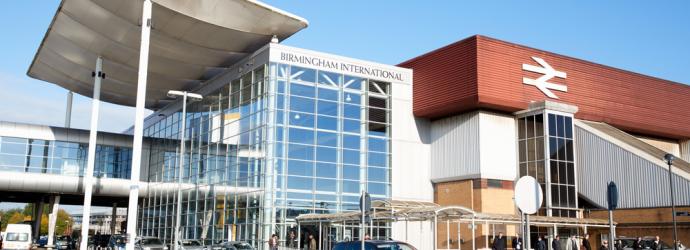 photograph of the Birmingham International train station building