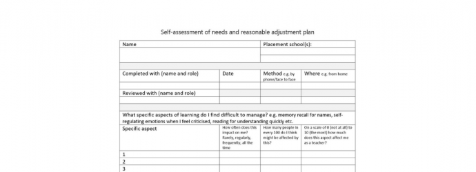 Self Assessment of needs screenshot