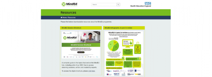 MindEd resources screenshot