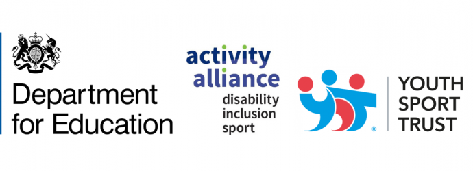 Logos for Activity Alliance, Department of Education and Youth Sport Trust